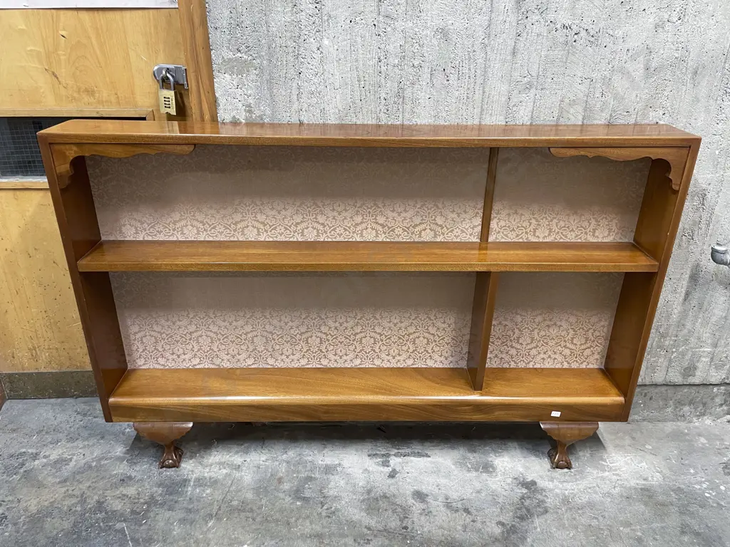 Mahogany Wall Mounted Bookcase with Pair of Ball and Claw Feet Image 1++