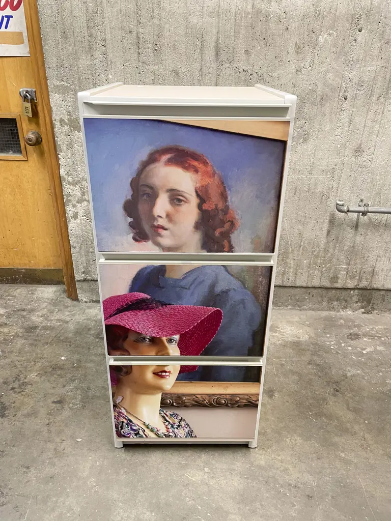 Modern Three Drawer Filing Cabinet with Printed Front Image 1++