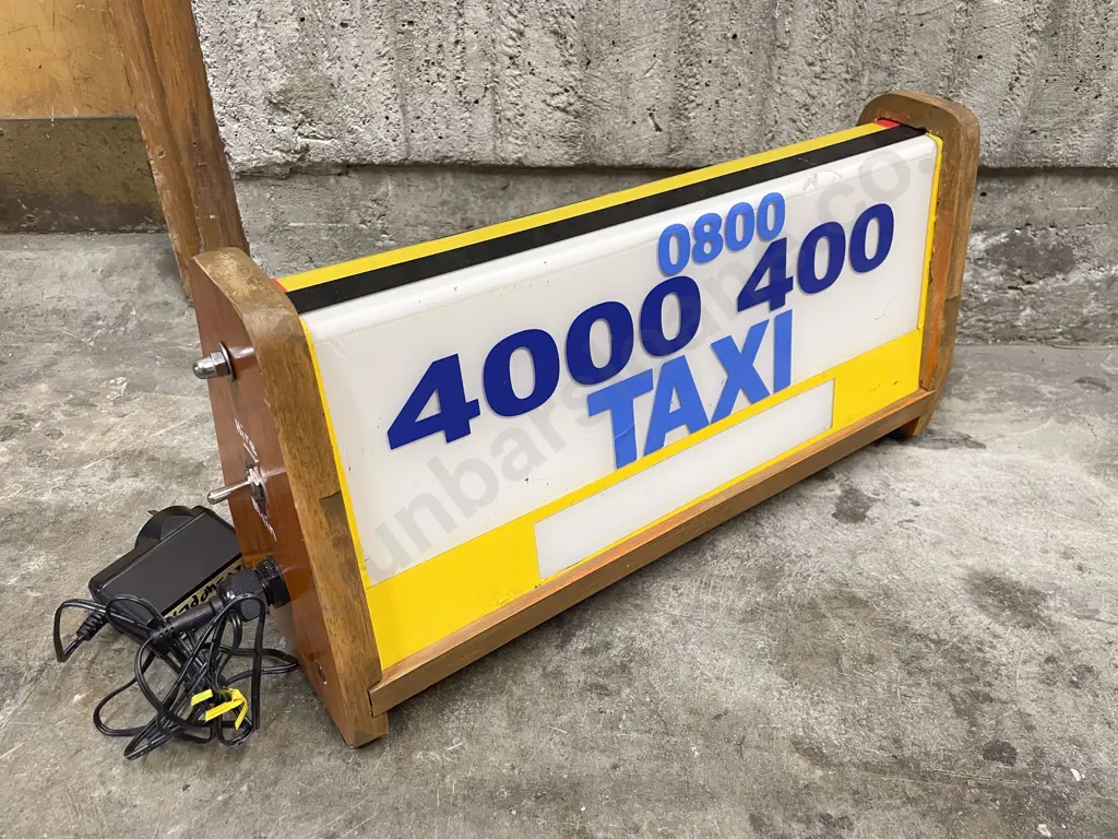 Converted Taxi Cab Sign Table Lamp Image 1++