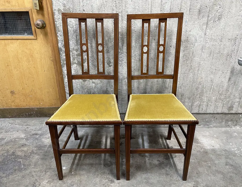 Pair of Edwardian Inlaid Side Chairs Image 1++