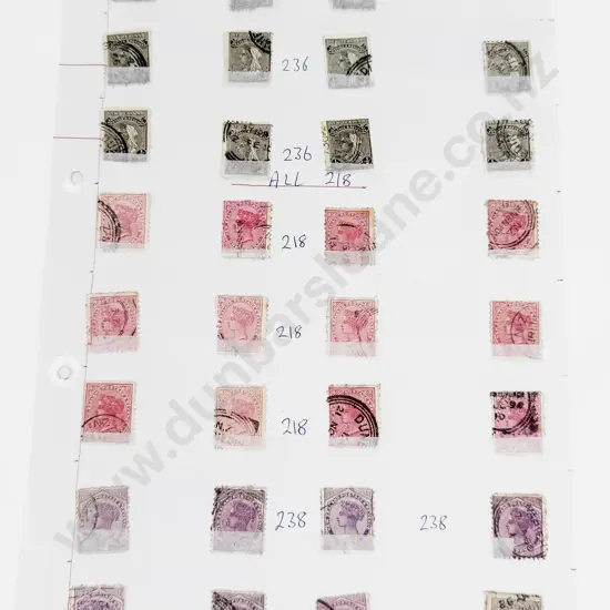 NZ 1882 Second Sideface 1/2d Black x11 - 1d Red x12 - 2d Purple x8