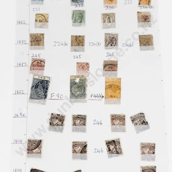 NZ 1882 Second Sideface 2 1/2 Blue x2 - 3d Yellow x3 - 4d Green - 6d Brown x5