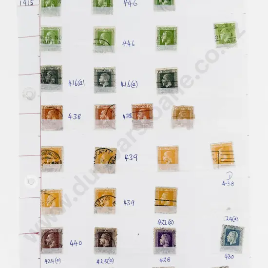 NZ 1915 GeoV Surface & Recess 1/2d Green x7 - 1 1/2d Black x3 - 1 1/2 Brown x3 - 2d Yellow x 7 Also