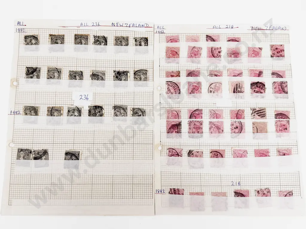 NZ 1882 Second Sideface 1/2d x21 1d Red x46 Image 1++