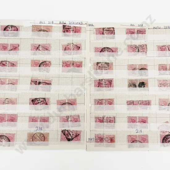 NZ 1882 Second Sideface 1d Red x40 Hinged Pairs