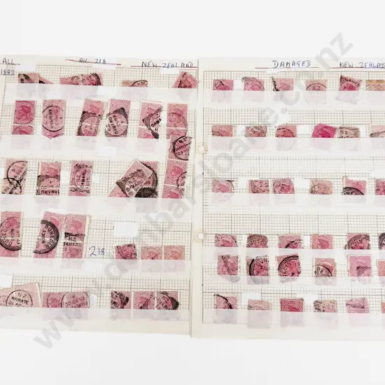 NZ 1882 Second Sideface 1d Red x19 Hinged Pairs x40 Singles