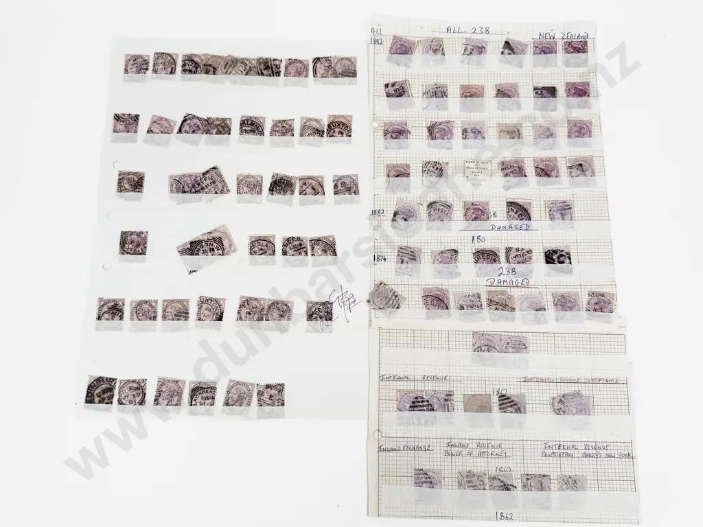 NZ 1882 Second Sideface 2d Purple x41 - 1d Red x44 - 1873 Sideface 1d Lilac x13 Image 1++