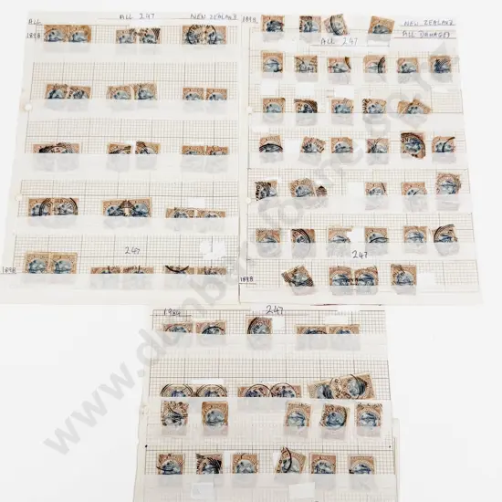 NZ 1898 Pictorials 2d Lake Taupo Hinged Pairs x19 - Singles 52