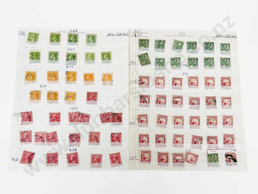 NZ GeoV 1/2d x9 - 2d x8 - 1926 Admirals x18 - 1925 Pictorial 1/2d Fantail x13 - 1d Kiwi x29 Image 1++