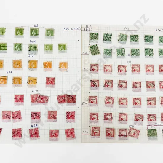 NZ GeoV 1/2d x9 - 2d x8 - 1926 Admirals x18 - 1925 Pictorial 1/2d Fantail x13 - 1d Kiwi x29