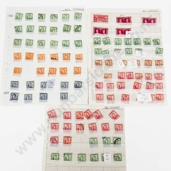 NZ 1937 Coronation x4 - 1938 GeoVI Green1/2d x13 Brown x6 1d Red x31 1d Green26 Also