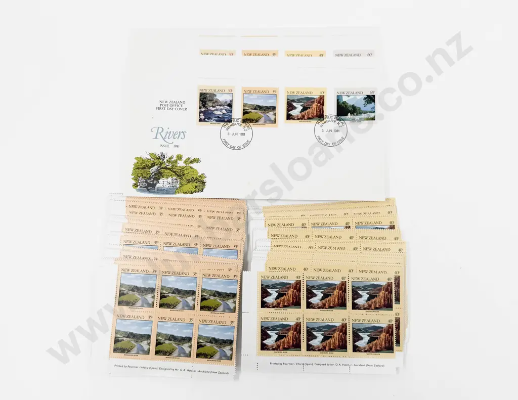 NZ 1981 35c & 40c part sheets x6 x100 each set and FDC's x20 Image 1++