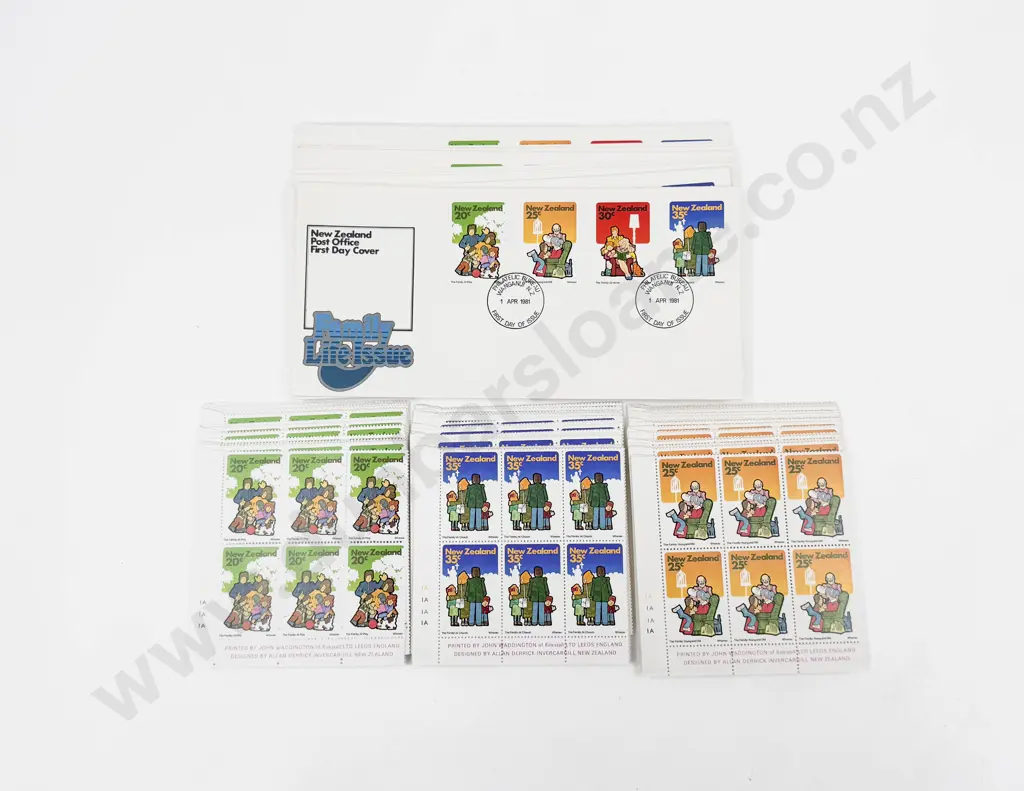 NZ 1981 part sheets 20c x6 x52 - 25c x6 x60 - 35c x6 x50 and FDC's x20 Image 1++