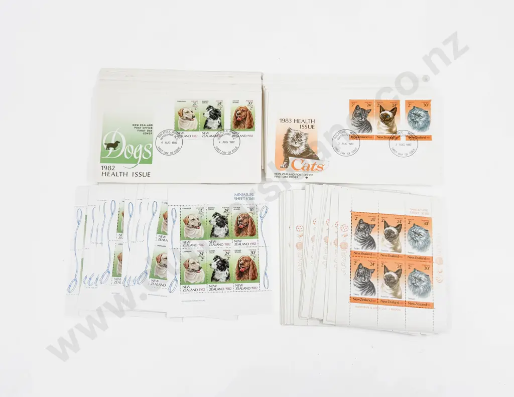 NZ 1982 Health Miniature Sheet x51 - 1983 Health Miniature Sheet x100 - FDC's x40 Image 1++