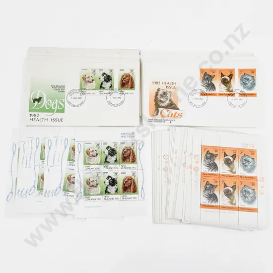 NZ 1982 Health Miniature Sheet x51 - 1983 Health Miniature Sheet x100 - FDC's x40