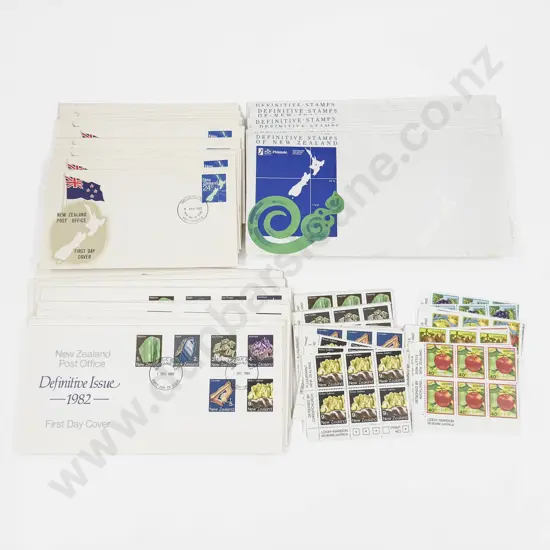NZ 1982 part sheets 1c 2c 3c 4c 5c 9c x6 x8 each set 10c 20c 30c 40c 50c x6 x4 each set also