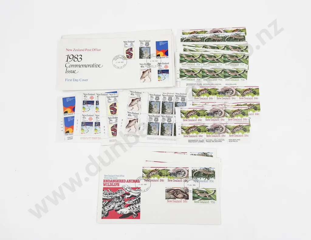 NZ 1983 part sheets 35c x8 x4 - 24c 30c 40c 45c x6 x4 each set - 1984 24c 30c 58c 70c x6 x4 each set also Image 1++