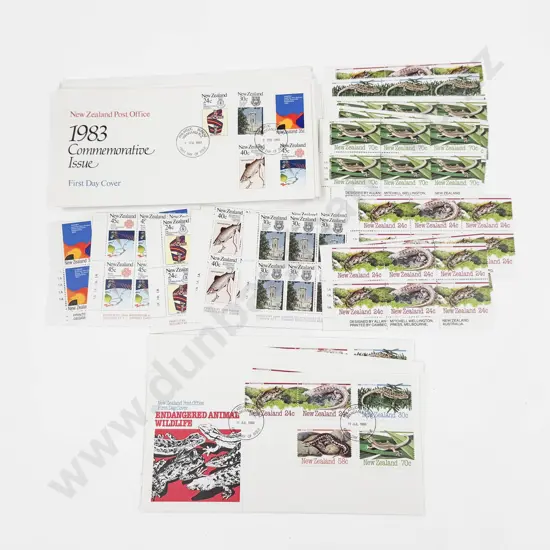 NZ 1983 part sheets 35c x8 x4 - 24c 30c 40c 45c x6 x4 each set - 1984 24c 30c 58c 70c x6 x4 each set also