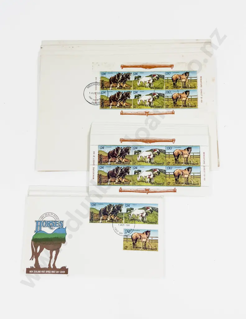 NZ 1984 Health Miniature Sheets x50 with Ten FDC's Image 1++