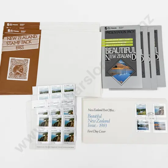 NZ 1983 part sheet 35c 40c 45c x6 x10 each set with FDC's x10 Presentation x4 Stamp Pack x4