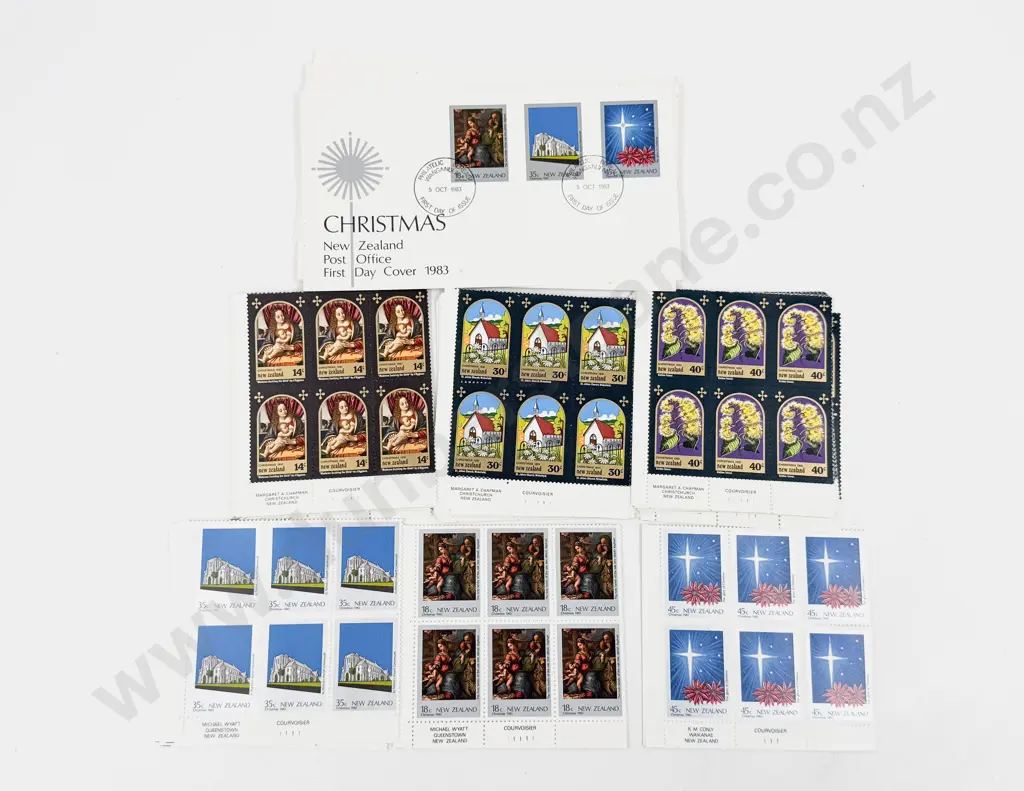 NZ Christmas 1981 14c 30c 40x6 x20 each set - 1983 18c 35c 45c x4 each set FDC's x10 Image 1++