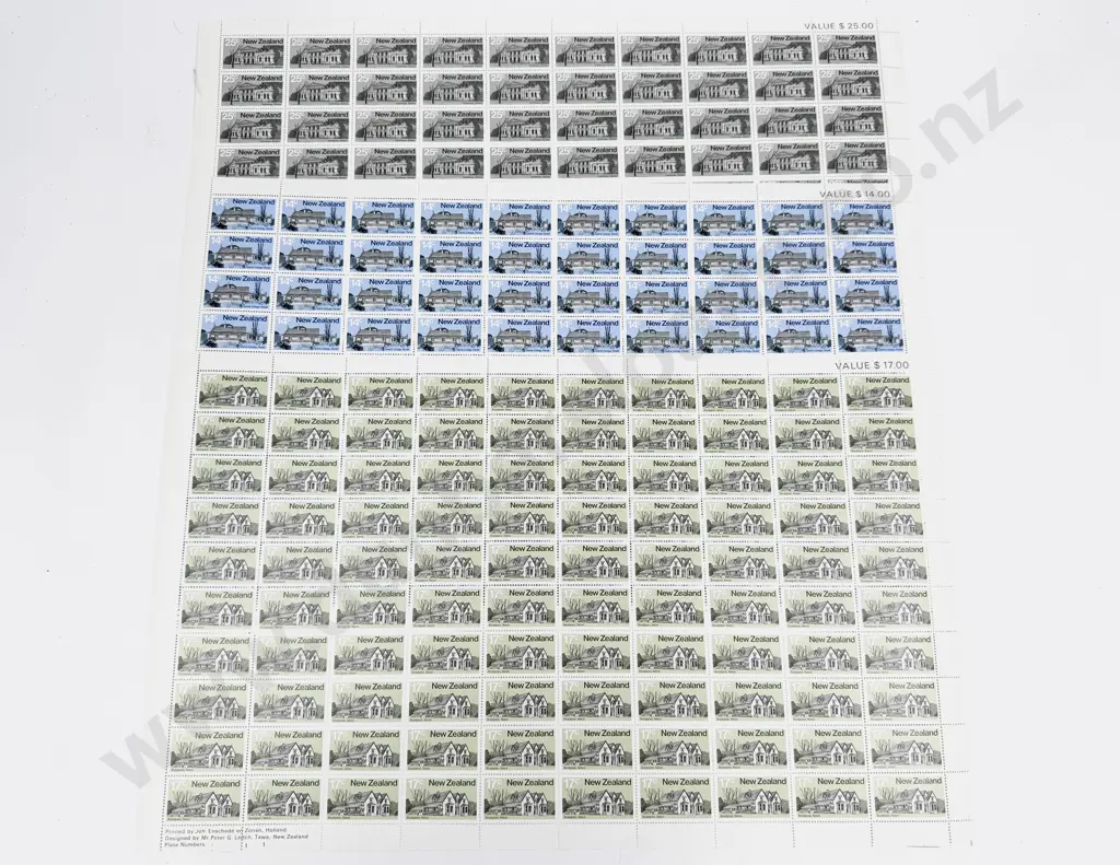 NZ 1980 Architecture Full Sheets 25c x5 14c x4 17c x4 Image 1++