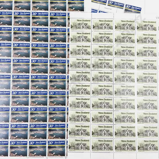 NZ 1980 Architecture Part Sheets 17c x50 x11 1980 Images Wellington Harbour 30c x50 x8
