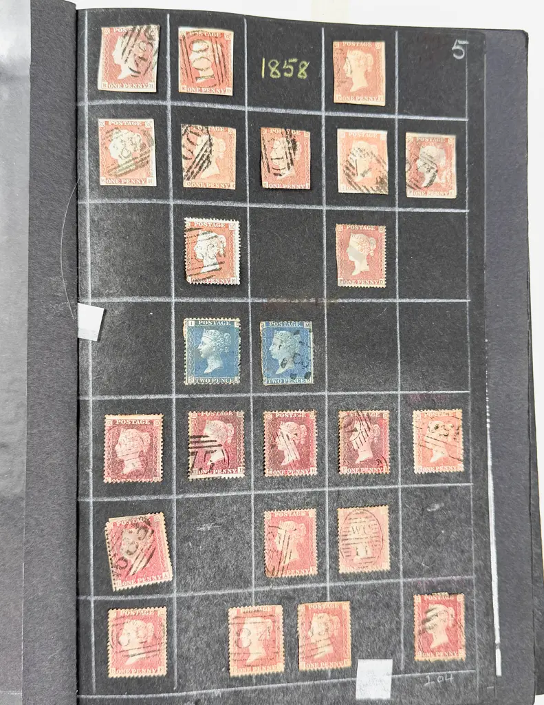 Gt Britain Vintage Album Pre-Stamp Stamps 1823 - 1843 Early Victoria Postage Stamps 1858 to 1941 Image 1++