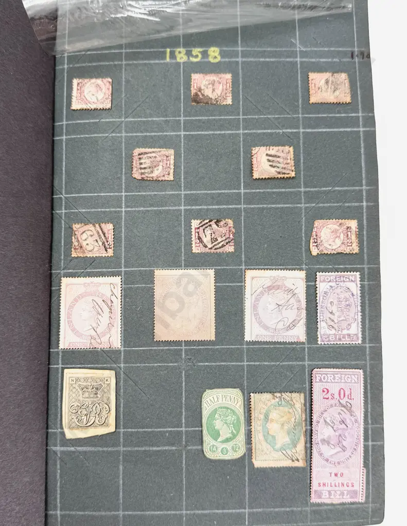 Gt Britain Vintage Album Pre-Stamp Stamps 1823 - 1843 Early Victoria Postage Stamps 1858 to 1941 Image 1++