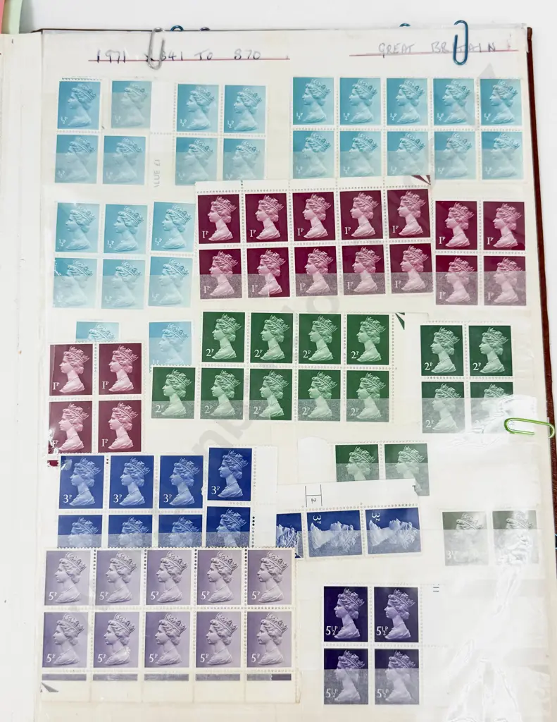Stock Book Album Great Britain Mint Stamps Small to Larger Blocks Image 1++