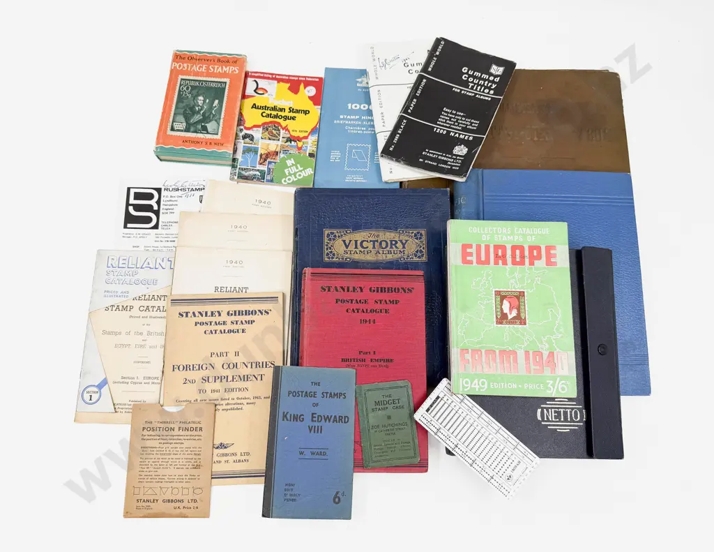 Four Vintage Empty (Used) Stamp Albums with 1944 Stanley Gibbons Catalogue Various Catalogues and Accessories Image 1++