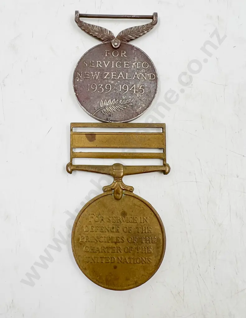 New Zealand service medal (1939–1945) and Korean War UN medal Image 1++