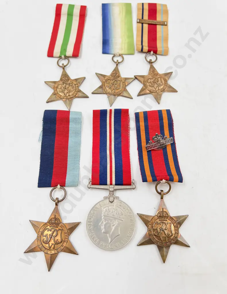 WWII 1939-1945 War Medal and Five Stars Image 1++
