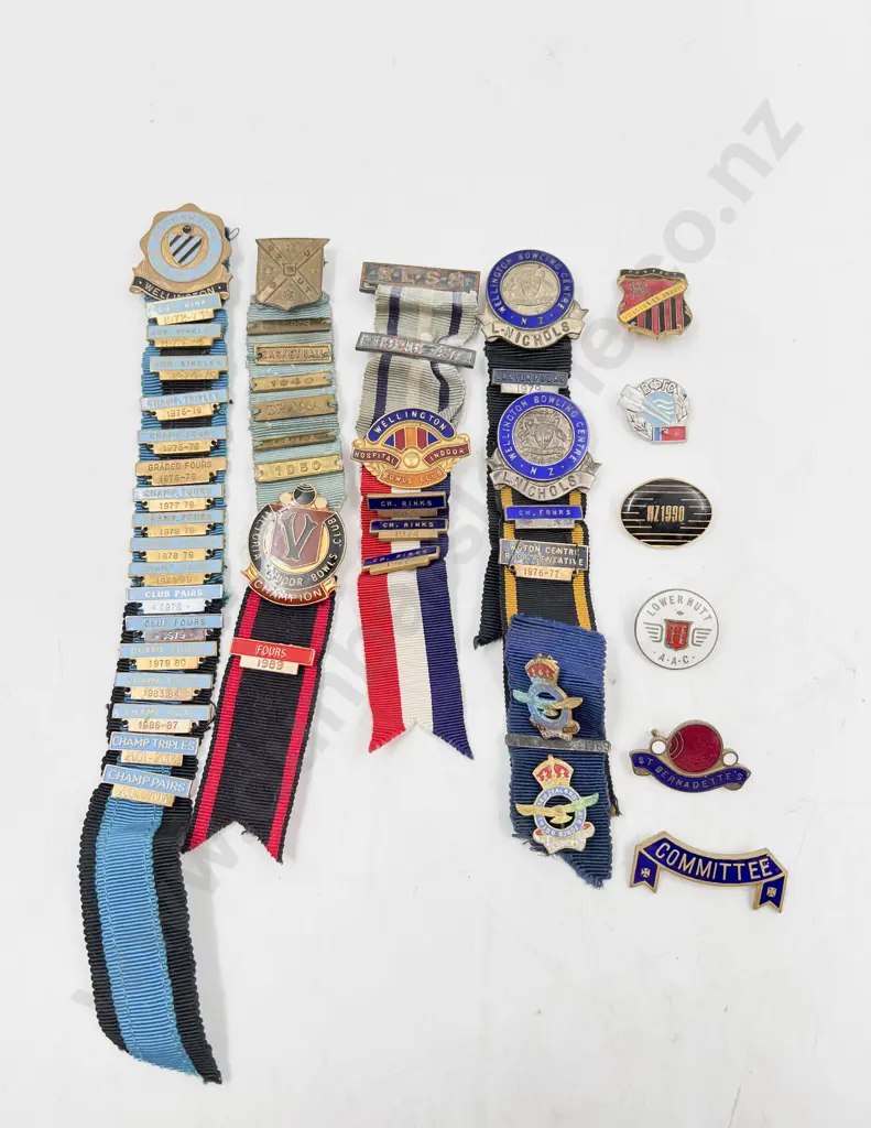Collection Mainly Wellington Bowling Clubs Medals and Badges Image 1++