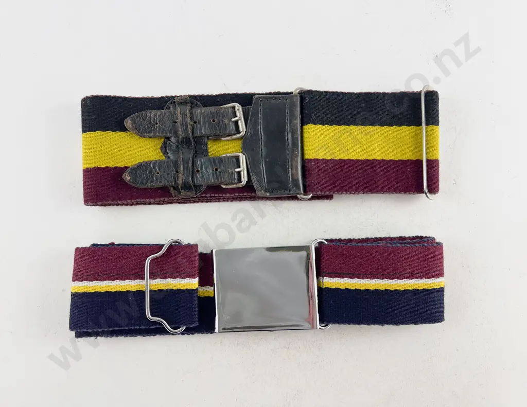NZ Army Pay Corps Stable Belt and Waikato Regiment/Wellington East Coast Squadron RNZAC Belt Image 1++