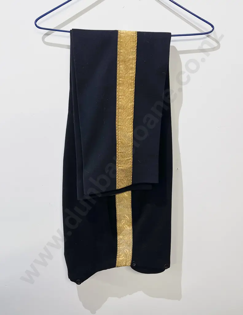 British Dress Uniform of Black Wool Coat & Tail with Gold Braided Trousers Image 1++