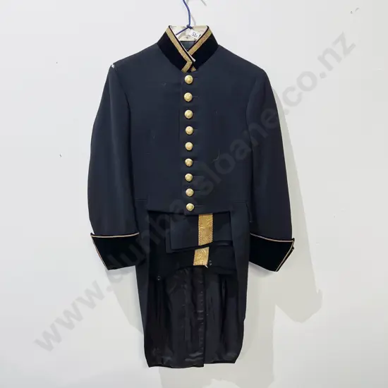 British Dress Uniform of Black Wool Coat & Tail with Gold Braided Trousers