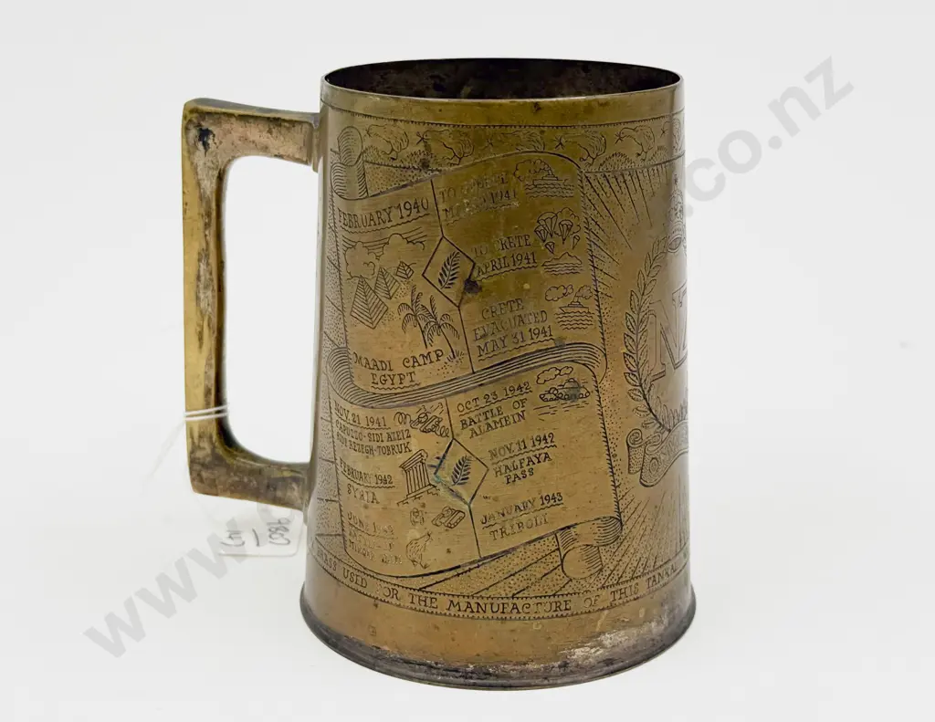WWII Brass Commemorative Pint Mug Image 1++