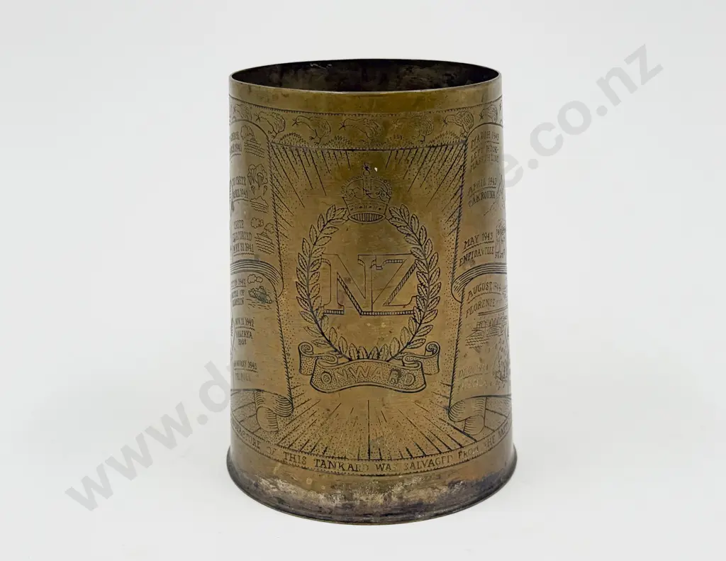 WWII Brass Commemorative Pint Mug Image 1++
