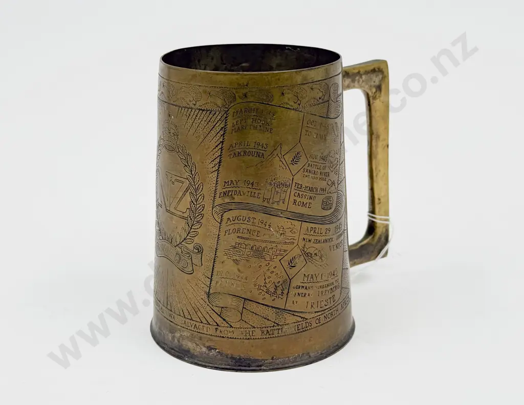 WWII Brass Commemorative Pint Mug Image 1++