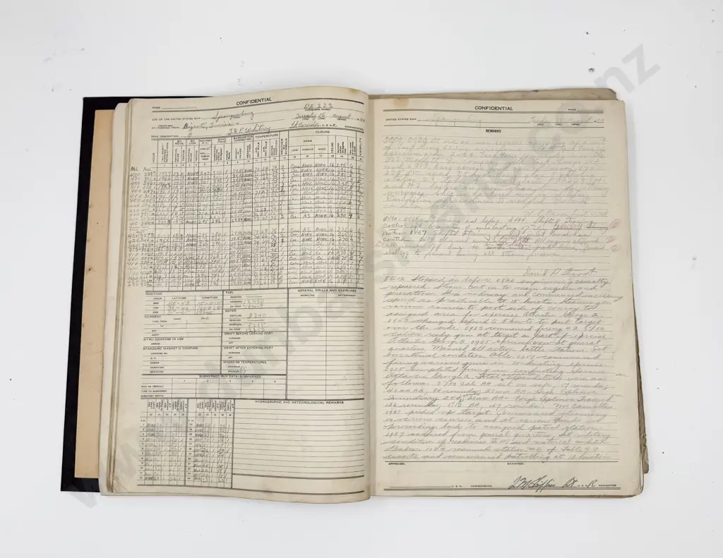 USS Spangenberg Deck Log Book - Month of Aug 1944 to Dec 1944 Image 1++