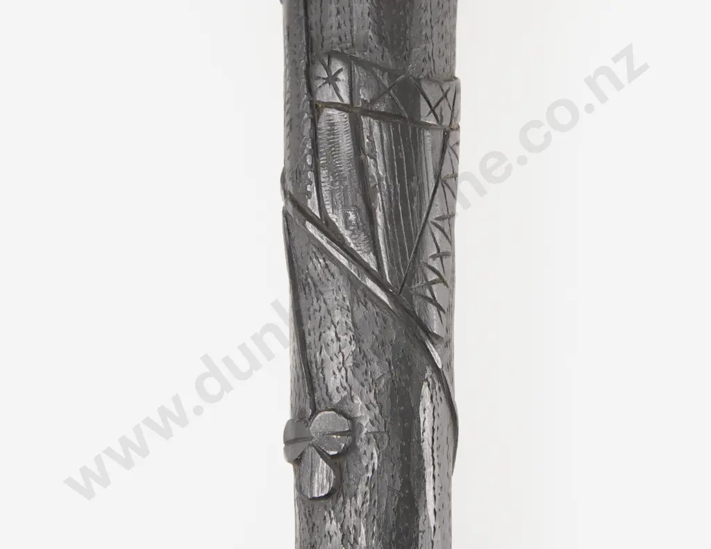 Antique Irish Bog Oak Carved Police Billy Club Image 1++