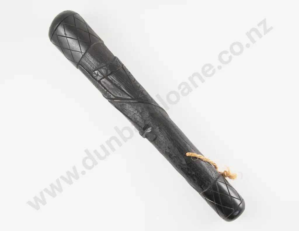 Antique Irish Bog Oak Carved Police Billy Club Image 1++