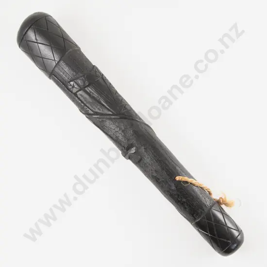 Antique Irish Bog Oak Carved Police Billy Club