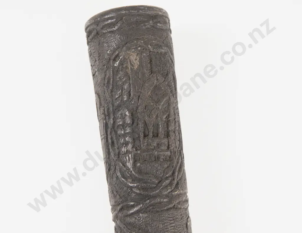 Antique Irish Bog Oak Carved Police Billy Club Image 1++