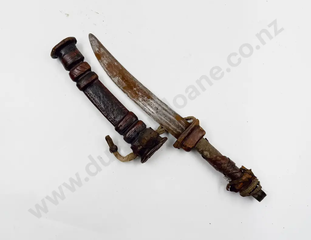 Antique African Dagger with Leather Sheath Image 1++