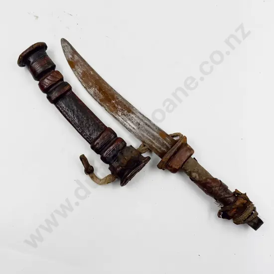 Antique African Dagger with Leather Sheath