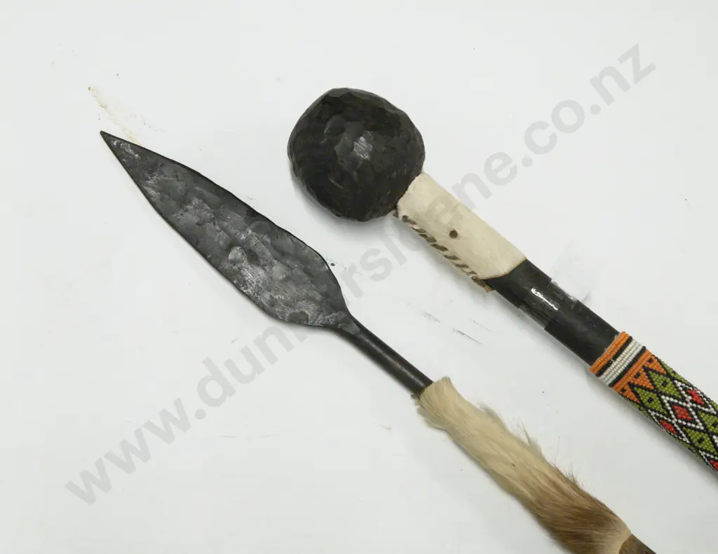 C20th Zulu Short Spear and Throwing Stick Image 1++