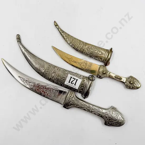 Two Arabic Jambiya Daggers with Scabbards