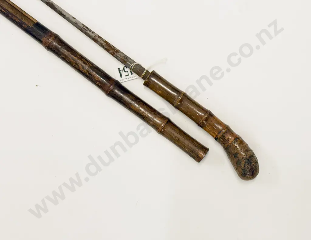 Antique Bamboo Encased Solingen Steel Blade Sword Stick Image 1++
